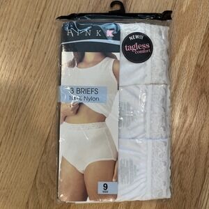NEW Vtg 3 Pink K Kmart Nylon Granny Brief Panties Sz 9 Lace Trim
